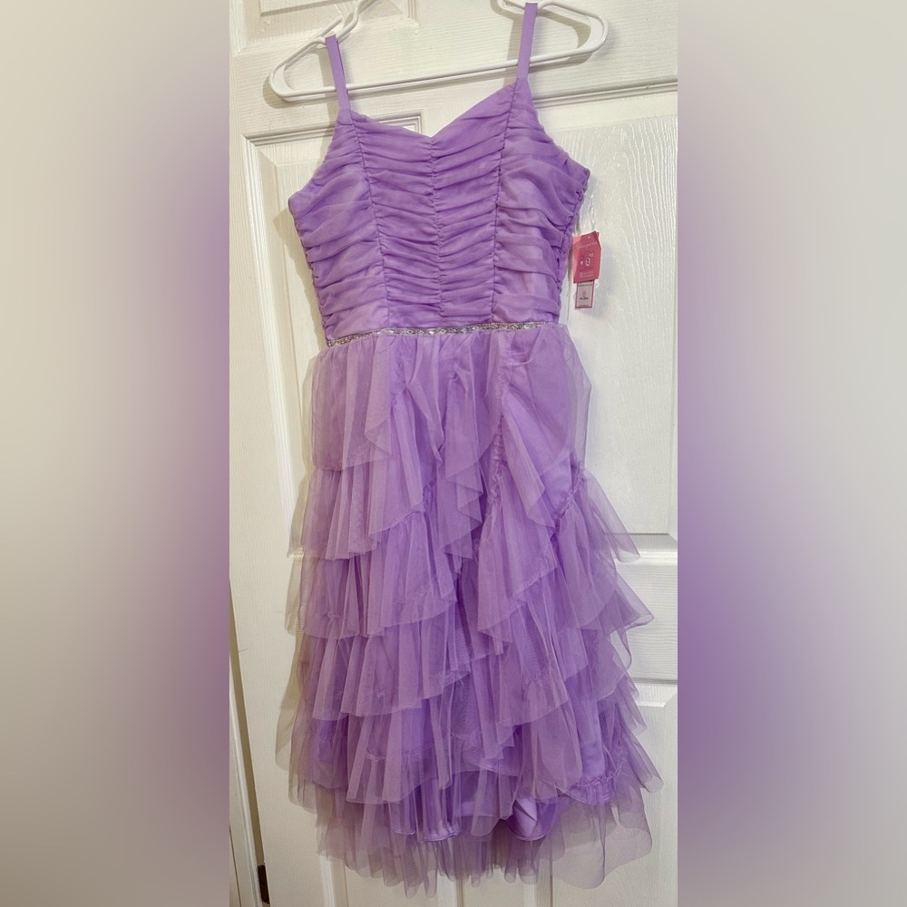 Rare Editions Purple Ruffled Kids Dress